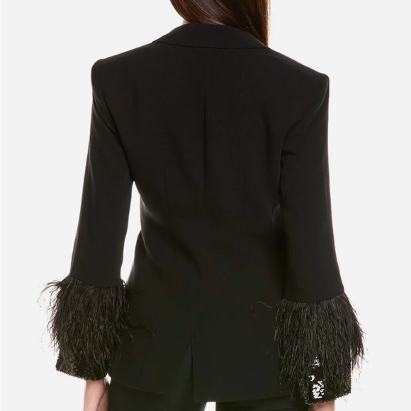 CINQ À SEPT Cheyenne Feather and Sequin Trim Blazer - Picture 2 of 8